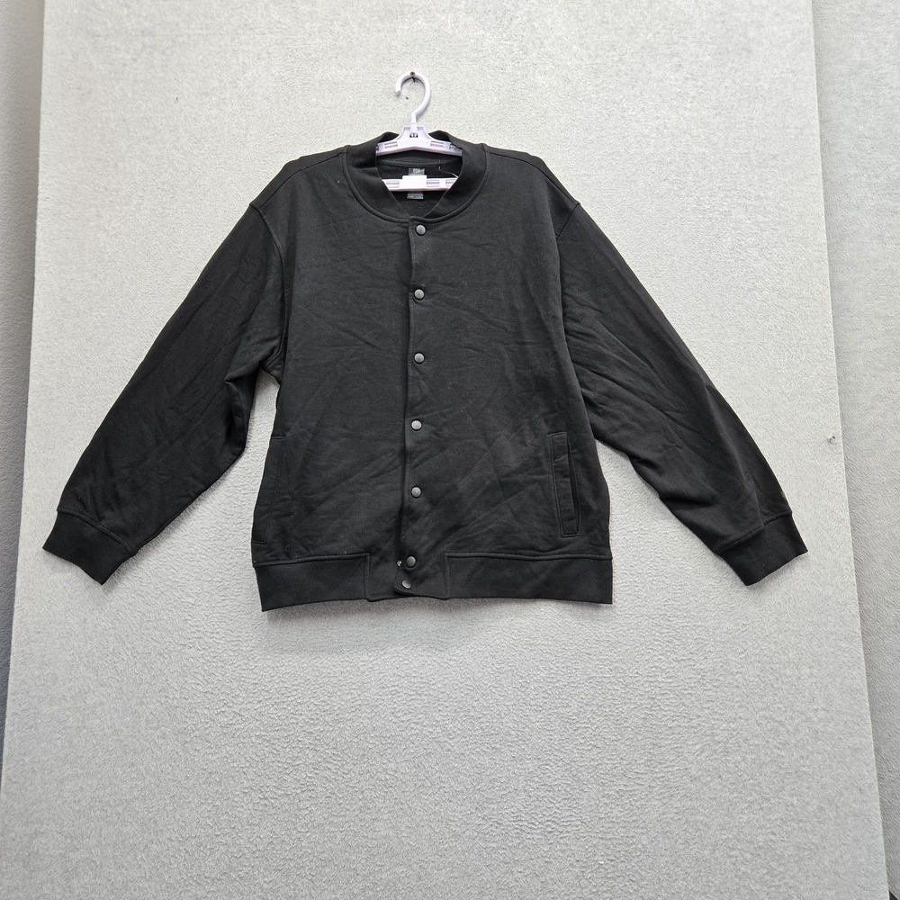 Cory Vines Men Jacket  L/G Black Snap Button Bomber NWT